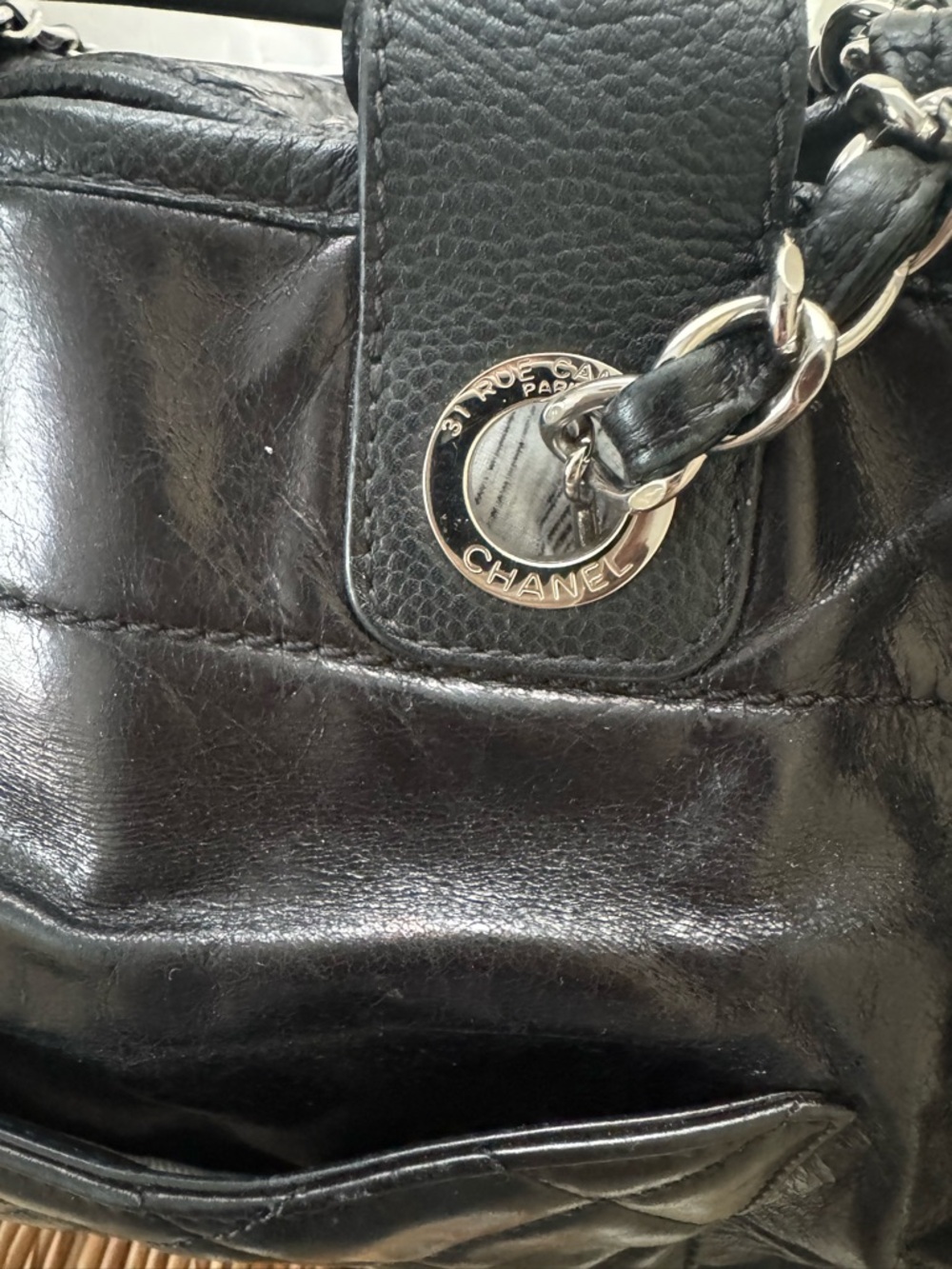 CHANEL Black Quilted Leather Chain-Strap Tote - Picture 4 of 11